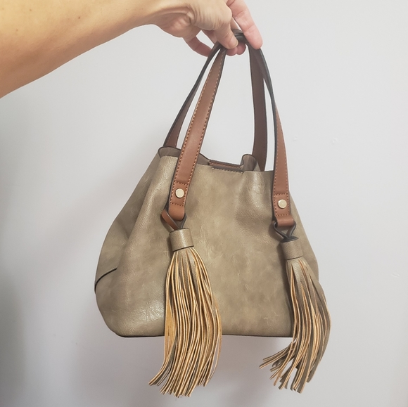 Satchel purse bag with double tassels NEW - Picture 9 of 12